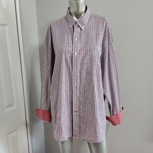 Izod Men's Checkered Shirt - Red and Blue sz XL